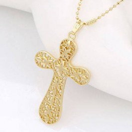 Кружевной позолоченный крестик- 32278