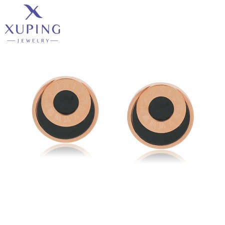 Позолочені сталеві сережки гвоздики рожева позолота Xuping A00791724 фото | Brulik