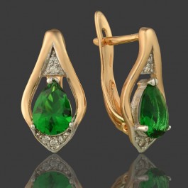 Позолоченные серьги  XP 20236-зеленый