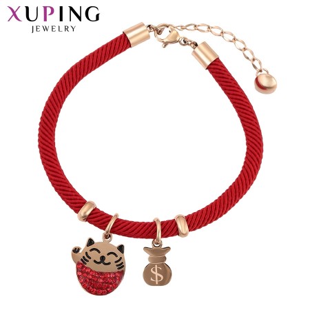 Позолоченный стальной браслет " Красная нить" Xuping 76940 фото | Brulik