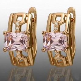 Позолочені сережки Xuping 24680-рожевий фіаніт