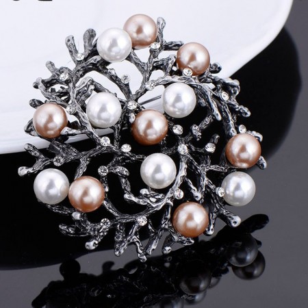 Стильная брошь-8425-золотой фото | Brulik