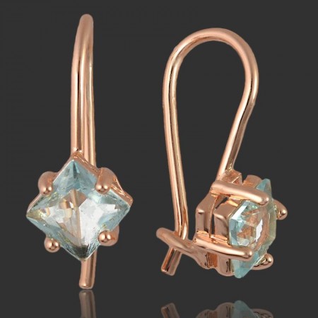 Позолоченные серьги Fallon 82201615-светло-голубые фианиты фото | Brulik