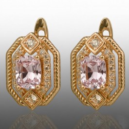 Позолочені сережки Xuping 24703-рожевий фіаніт