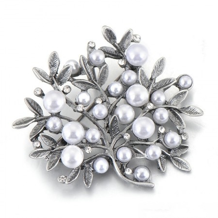 Стильная брошь-8439-белый фото | Brulik