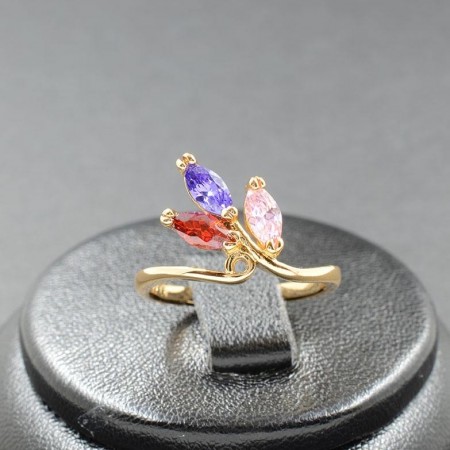 Позолоченное кольцо с цветными фианитами XP 1188 фото | Brulik