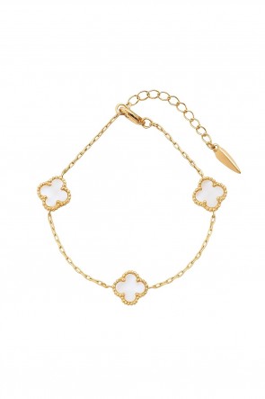 Позолочений браслет у стилі Ван Кліф Fallon 84190703-білий перламутр фото | Brulik