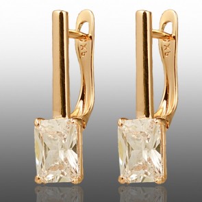 Позолочені сережки  Xuping 23832-білі фіаніти фото | Brulik