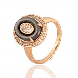 Позолоченное кольцо Xuping 10494-черная керамика