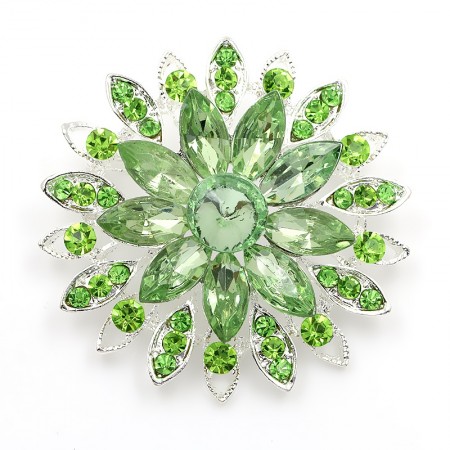 Брошь с фианитами 7183 - зеленый фото | Brulik