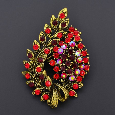 Позолоченная брошь с фианитами  GS 652-98 фото | Brulik