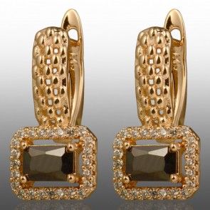 Позолочені сережки Xuping 24667-чорний фіаніт фото | Brulik