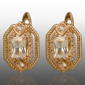 Позолочені сережки Xuping 24703-білий фіаніт фото | Brulik