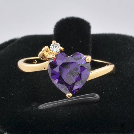 Безупречное кольцо с фианитом Xuping 10-1127-фиолетовый фото | Brulik