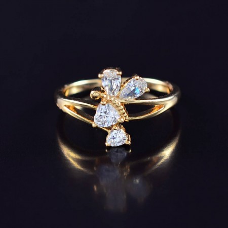 Позолоченное кольцо с фианитами 10-1995 фото | Brulik