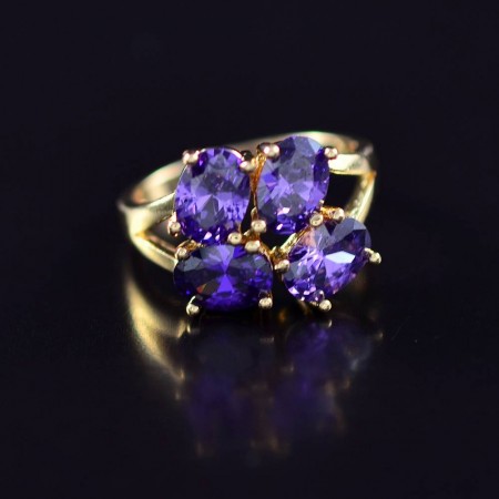 Восхитительное кольцо с фианитами оптом 10-1130-фиолетовый фото | Brulik