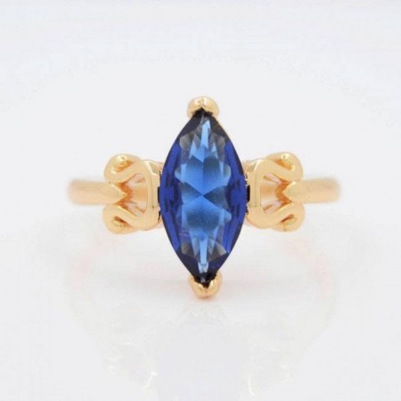 Элегантное кольцо с фианитами Xuping 10-1085-синий фото | Brulik