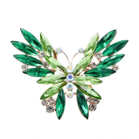 Прекрасная брошь Бабочка 8285-зеленый фото | Brulik