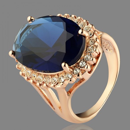 Позолоченное кольцо Fallon 83200472-синий фианит фото | Brulik
