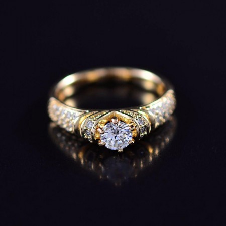 Позолоченное кольцо с фианитами оптом 10-1805-белый фото | Brulik