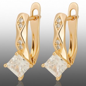 Позолочені сережки Xuping 24304-білий фіаніт фото | Brulik