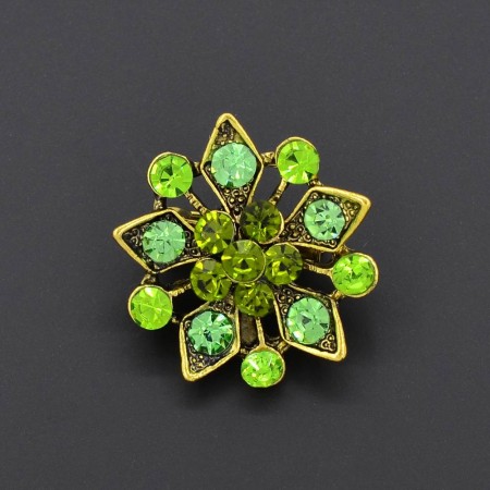 Зеленая брошь Xuping GH 942-43 фото | Brulik