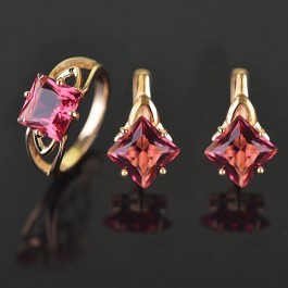 Позолоченный комплект  Fallon 81200102 -светло- красный