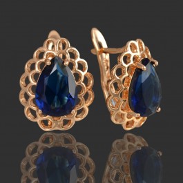Позолоченные серьги  Xuping 9677-синий фианит