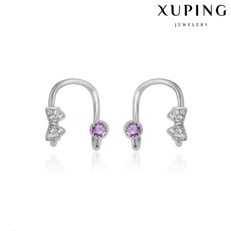 Серьги каффы Xuping 94684-фиолетовые фианиты фото | Brulik