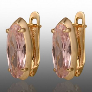 Позолочені сережки  Xuping 24735-рожевий фіаніт фото | Brulik