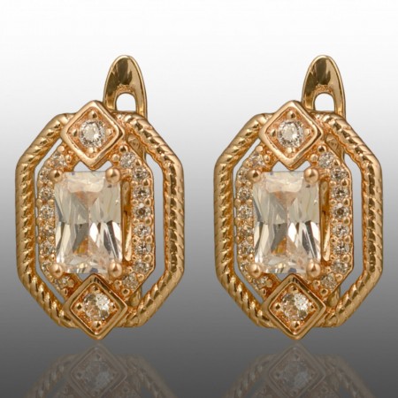 Позолочені сережки Xuping 24703-білий фіаніт фото | Brulik