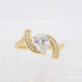 Изысканное позолоченное кольцо с фианитами 10-1076