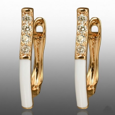 Позолочені сережки  Xuping 24762-біла емаль фото | Brulik