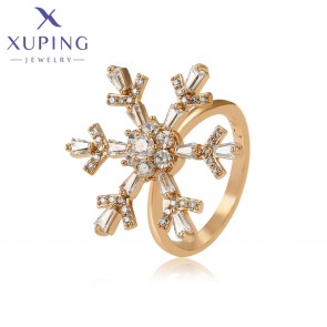 Позолоченное кольцо спинер "Снежинка" Xuping C000018164 фото | Brulik