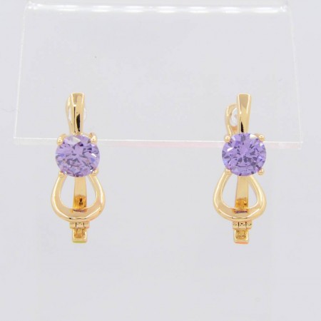 Прелестные серьги с фианитами ХР 10-2256-фиолетовый фото | Brulik