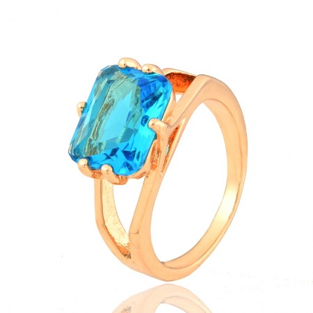 Позолоченное кольцо с фианитами Fallon 83200368-голубой фианит фото | Brulik