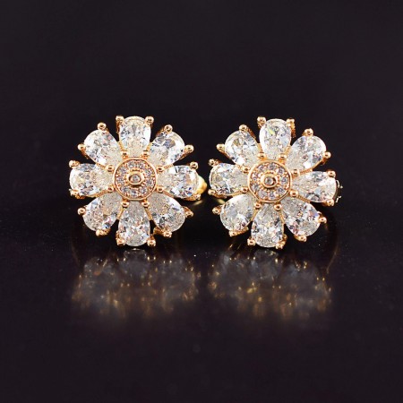 Позолоченные серьги с фианитами 18К 10-9349-белый  фото | Brulik