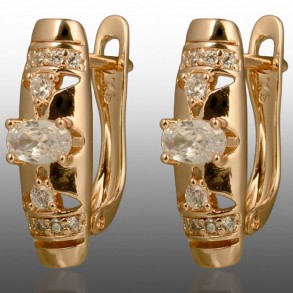 Позолочені сережки  Xuping 24666-білий фіаніт фото | Brulik