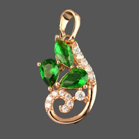 Позолоченный кулон  XP 3622-зеленый фото | Brulik