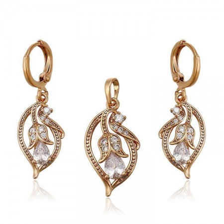 Позолоченный комплект с фианитами оптом 64230  фото | Brulik