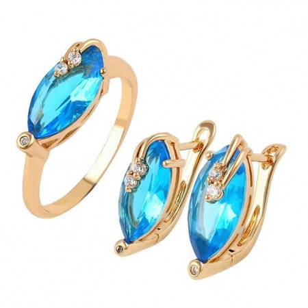 Фантастический комплект в позолоте 63657-голубой фото | Brulik