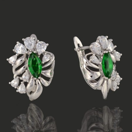 Серьги Xuping  9529-зеленый фианит фото | Brulik