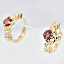 Великолепные серьги-колечки с фианитами 18К 90595-красный