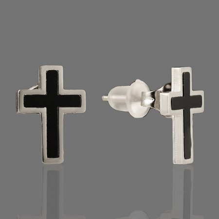 Позолочені сережки гвоздики"Хрестики" Xuping 24922 фото | Brulik