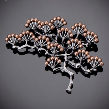 Стильная брошь-8432-коричневый фото | Brulik