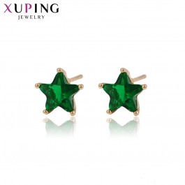 Позолоченные серьги-гвоздики  Xuping 96496-зеленый фианит