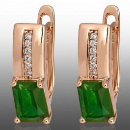 Позолочені сережки Xuping 24336-зелені фіаніти