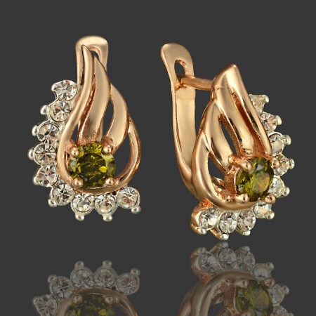 Позолоченные серьги Fallon 9225313-зеленый фото | Brulik