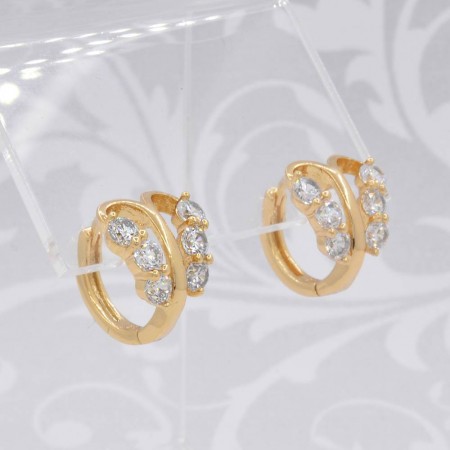 Элегантные серьги-колечки с фианитами 18К 10-2921 фото | Brulik