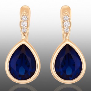 Позолочені сережки Xuping 24302-синій фіаніт фото | Brulik